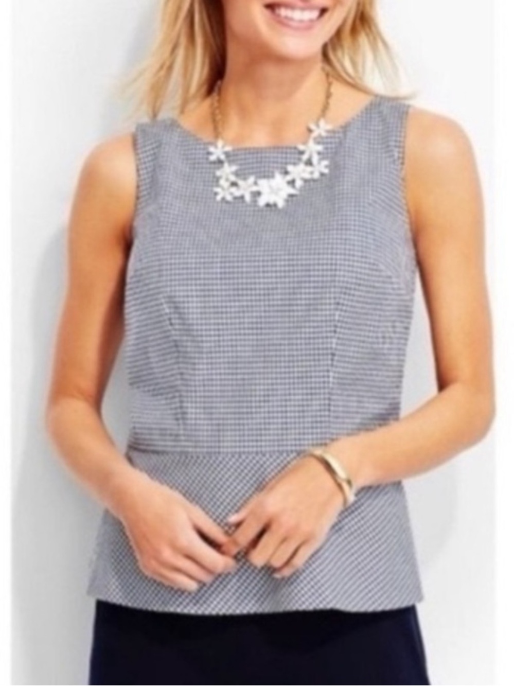 Talbots Gingham Check Peplum Lined Side Zip size 12 / large -Cheapchicplus